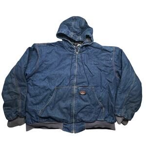 Rasco FR Blue Denim Jacket Fire Resistant Mens 3XL Flannel Lined Hooded Full Zip